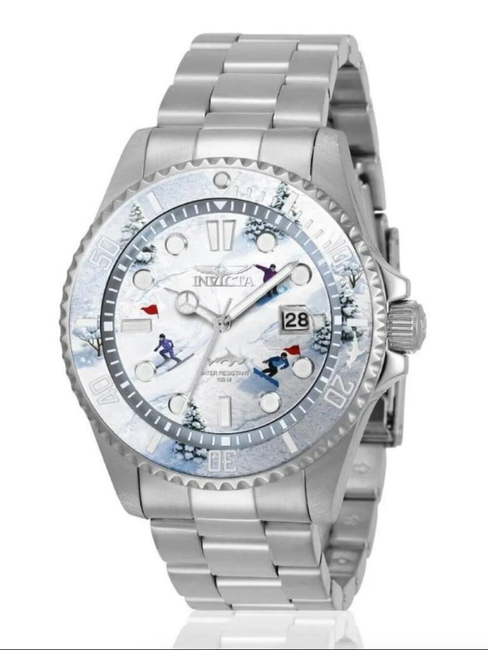 Skiing Fan Après-Ski White Dial Invicta Pro Diver 51052 43mm NWT - Picture 4 of 5